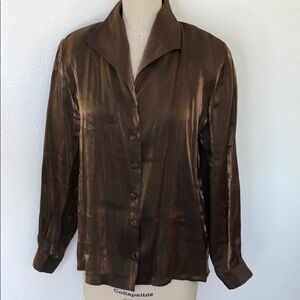 Vintage TESS Shiny metal green 90s shirt M